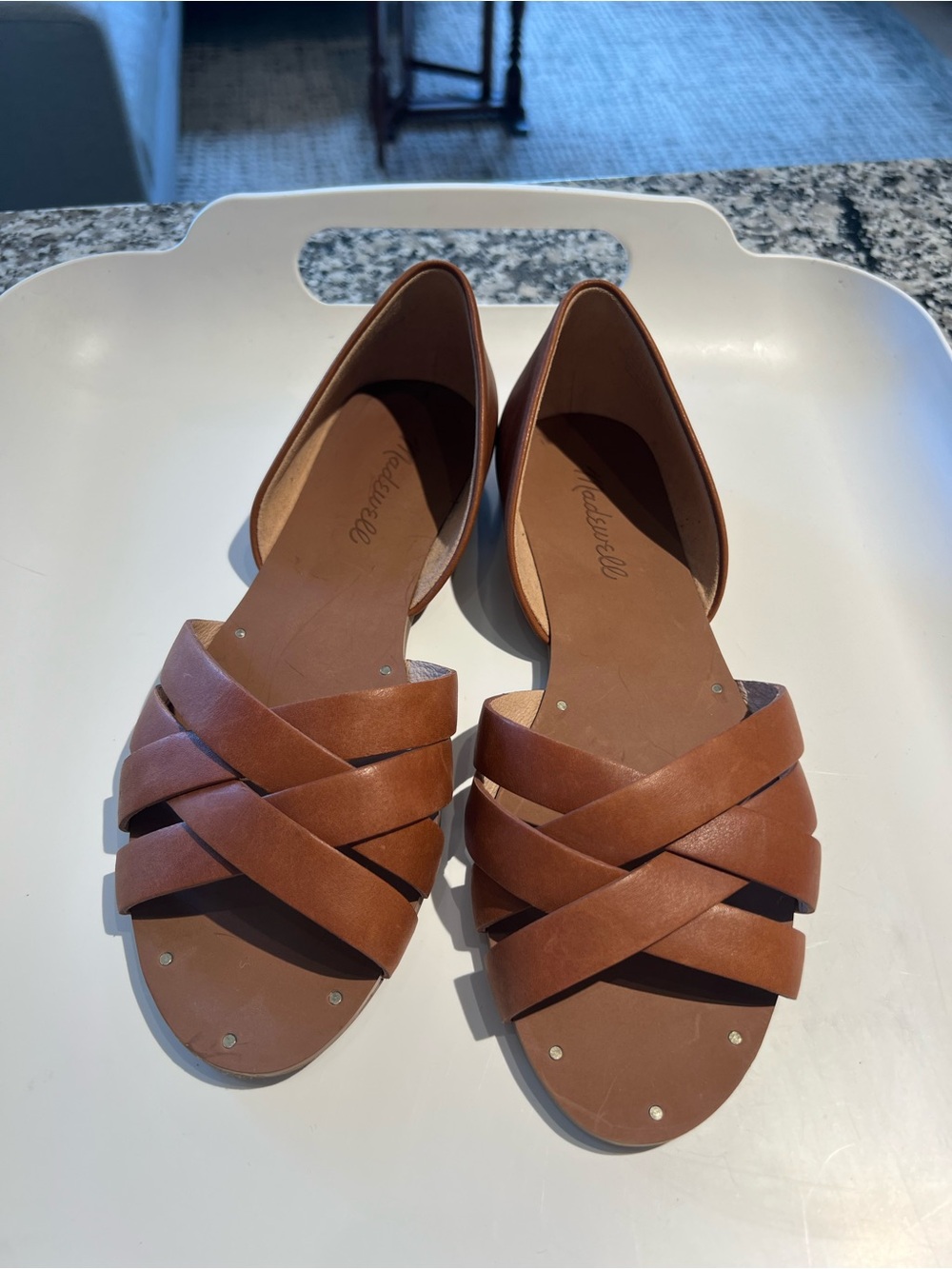 Madewell Tan Brown Crisscross Flat Sandals